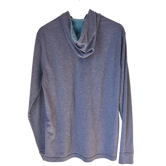 johnnie-O Gunnar Long Sleeve Striped Hoodie Shirt Men's M Twilight Blue - Picture 2 of 8